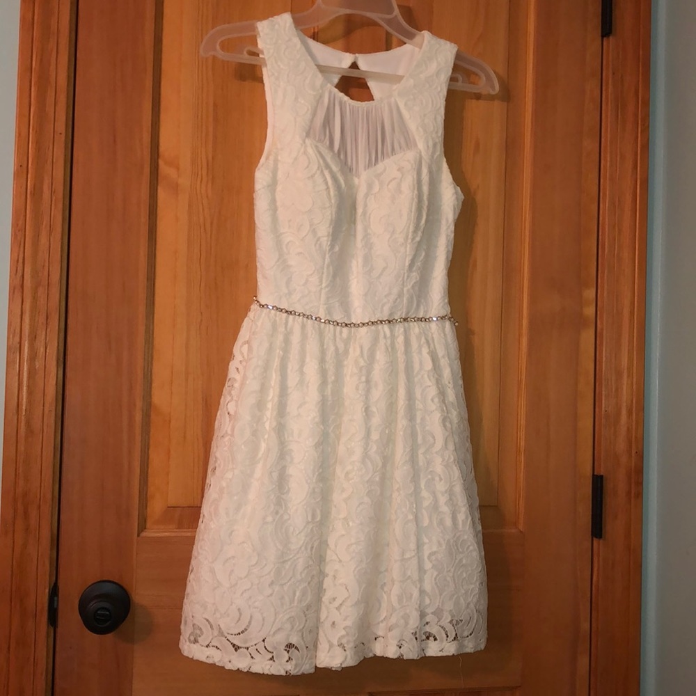 Size 1 white lace dress with pearl and diamonds